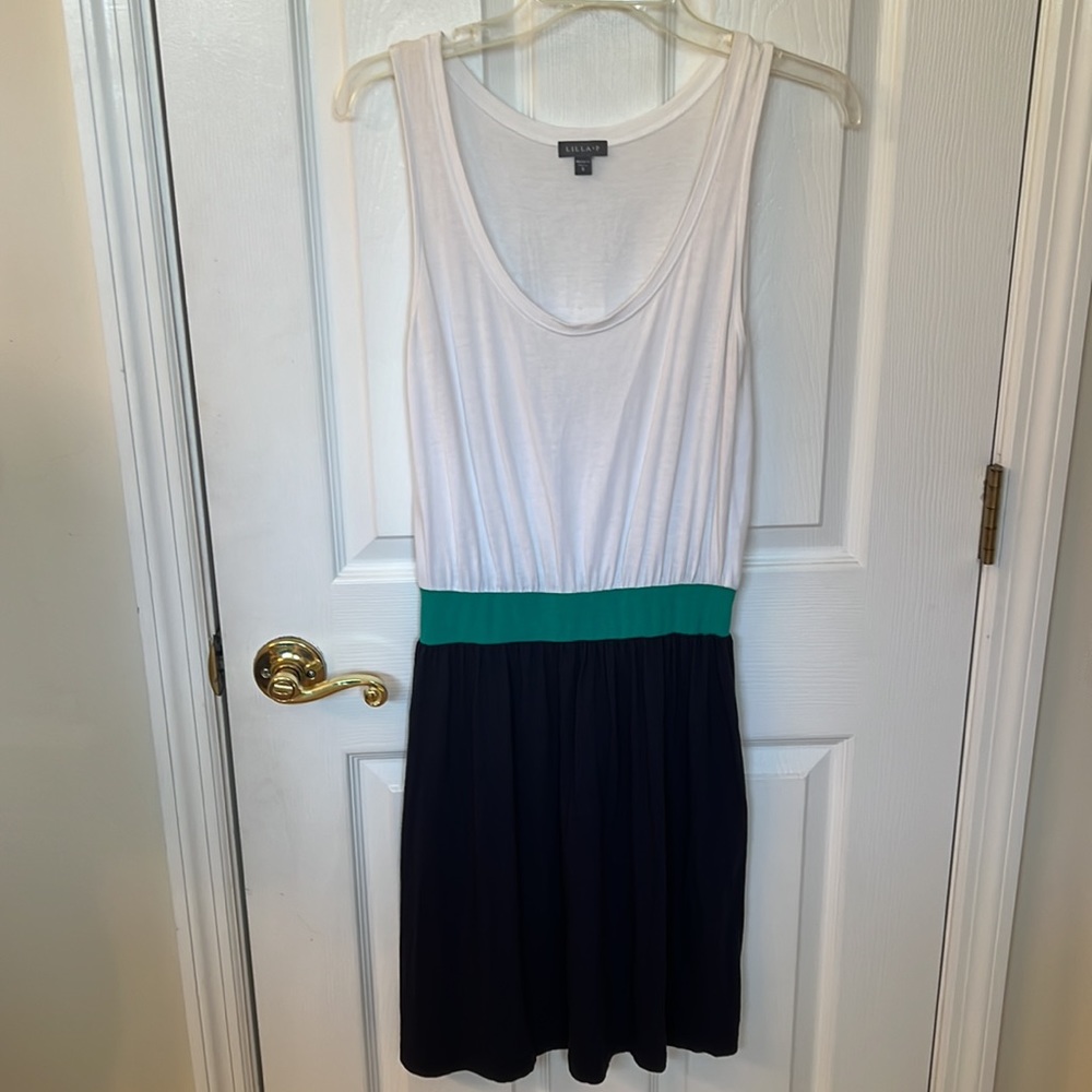 LILLA P 3 tone Sleeveless Pima Cotton Lightweight Casual Summer Dress sz S